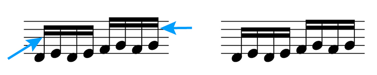 連桁と五線の位置関係
